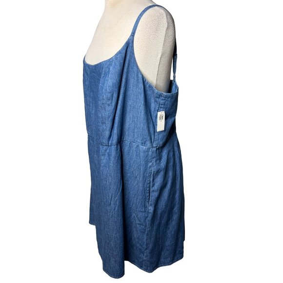 NWT Old Navy 3X Sleeveless Denim Mini Dress Blue Cotton Pockets Adj Straps - Picture 3 of 16